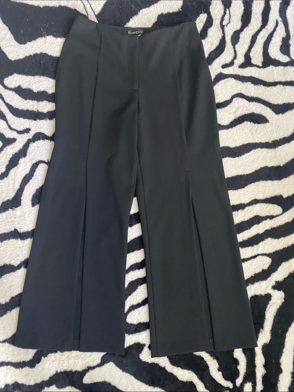 bebe Black Cropped Pants with front slits size 6